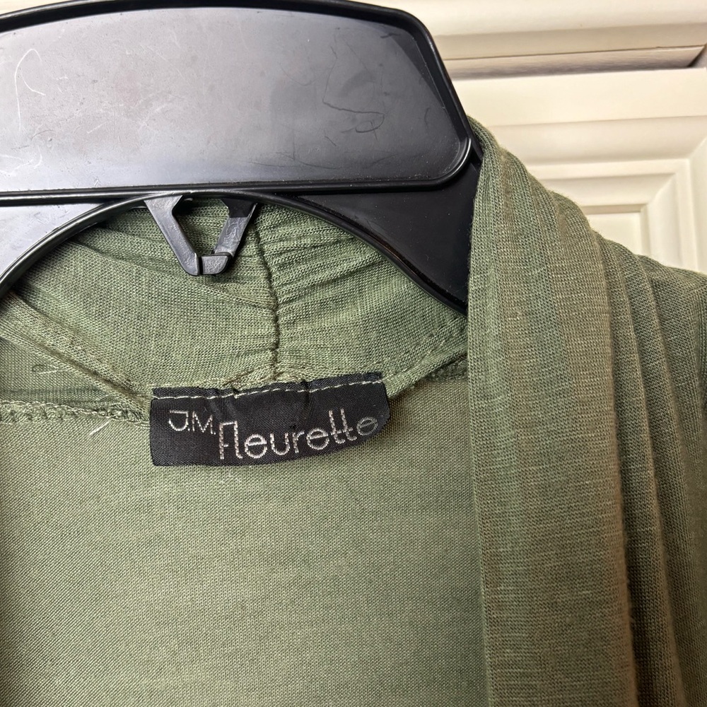 Sage Color Open Duster With Scalloped Hem - image 5